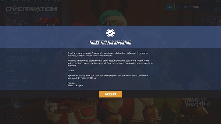 Overwatch oyuncu raporlama
